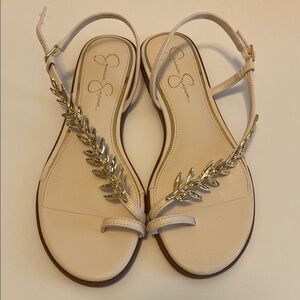Jessica Simpson Elegant Gold and Cream Sandals Sz 9.5